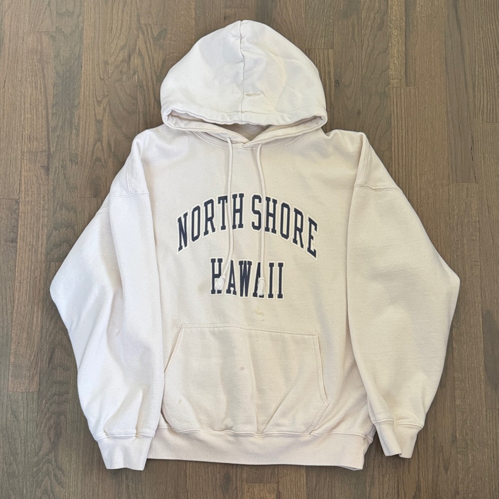 Brandy Melville Cream Hoodie with Black Print